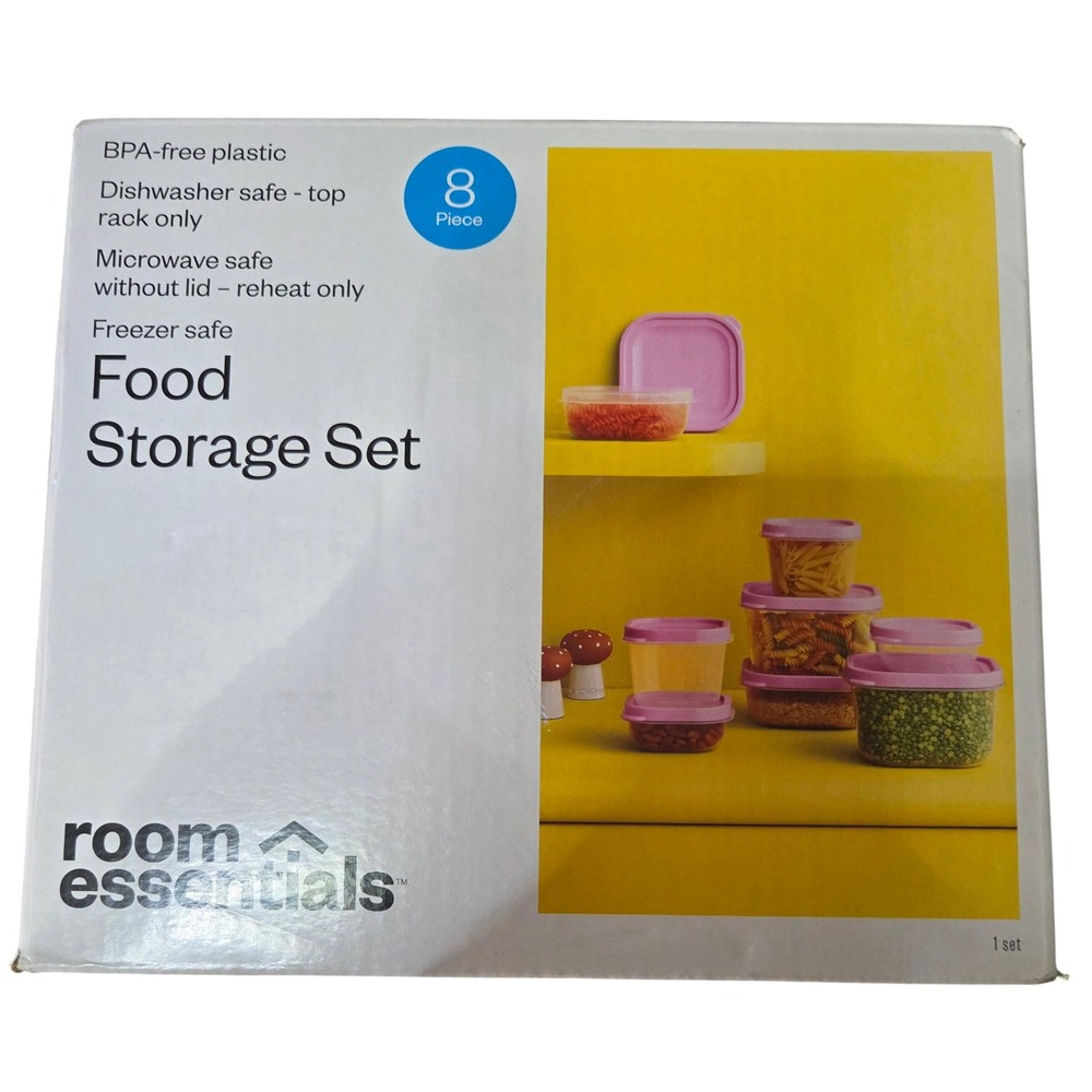 Room Essentials Ello 16pc Food Storage Set Pink Plastic‎ Snack Prep Containers